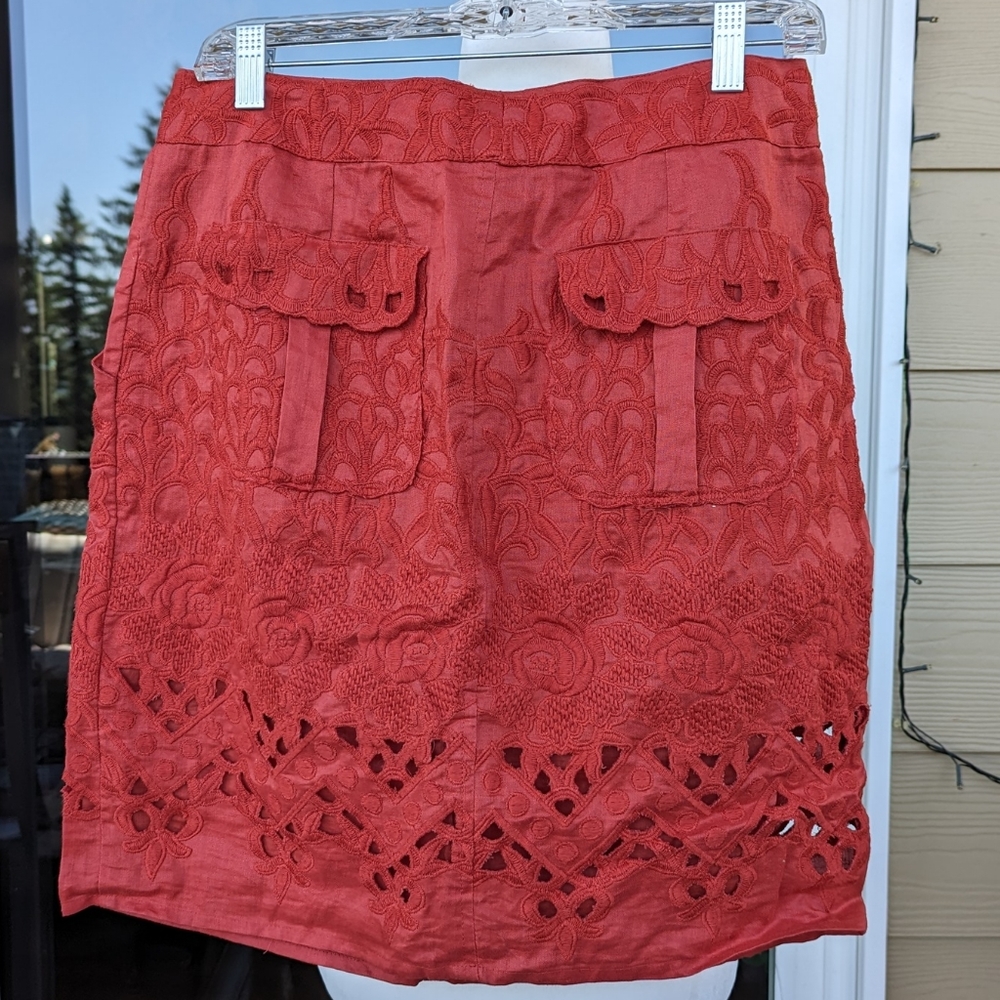 Linen Embroidered Skirt - Picture 2 of 8